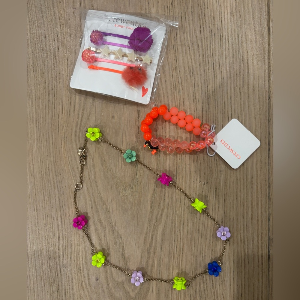Crewcuts Multicolor Flower Necklace and Hair Clip Set